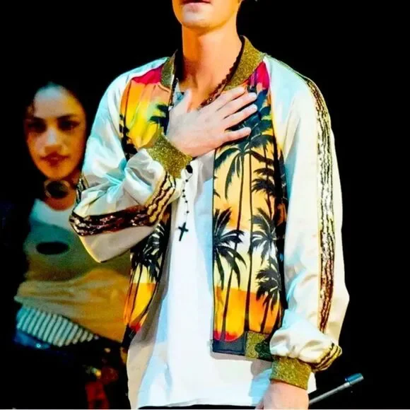 Saint LAURENT Runway Palm Tree Satin Bomber Jacket - Picture 6 of 13